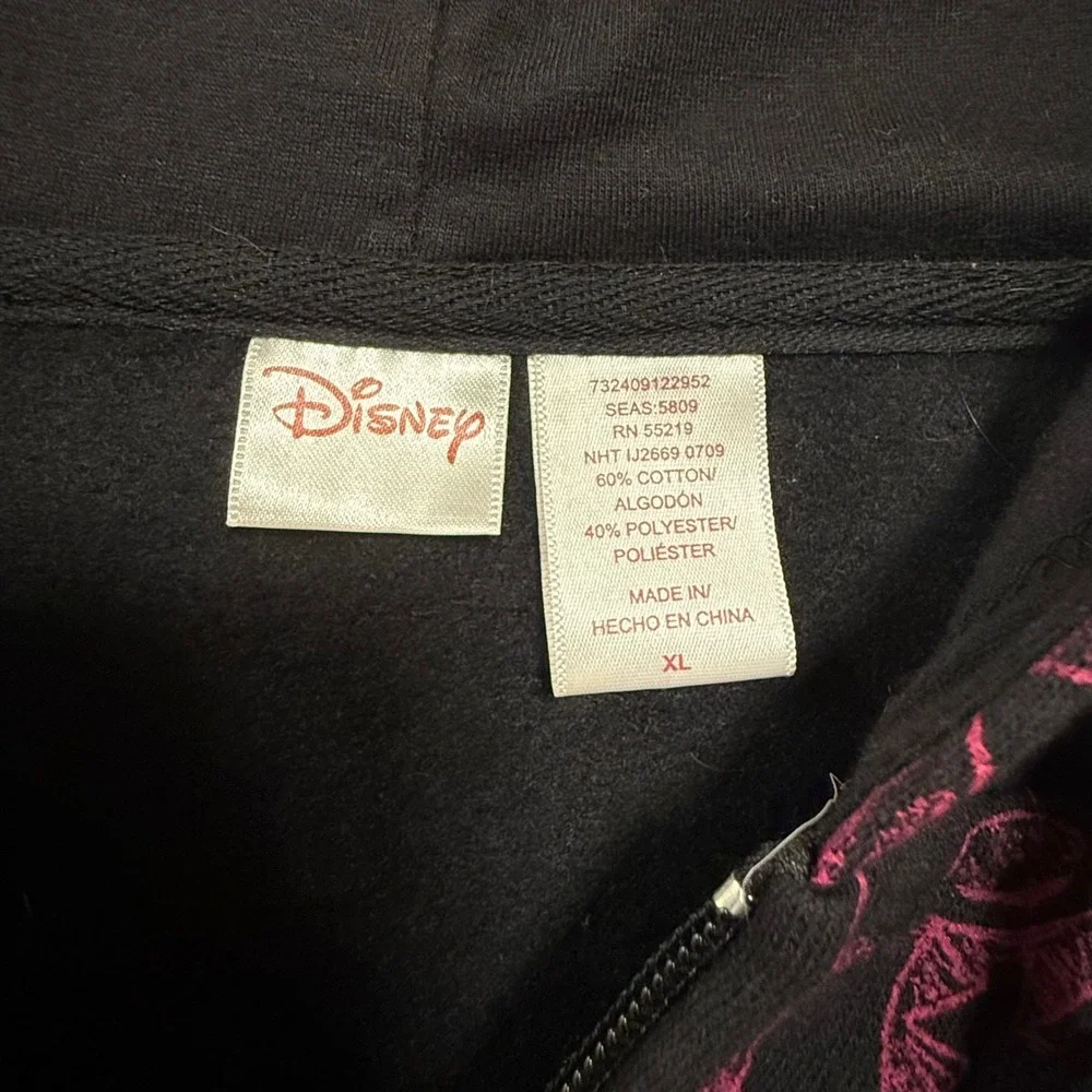 Disney‎ Mickey Mouse Pink Black Print Hooded Zip Up Sweatshirt Youth XL